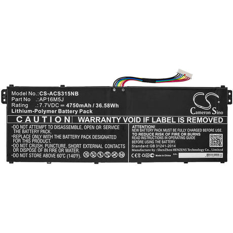 Notebook Battery For Acer, Aspire 3 A315-21, Aspire 3 A315-21-62yq 7.7v, 4750mah - 36.58wh Notebook, Laptop Cameron Sino Technology Limited