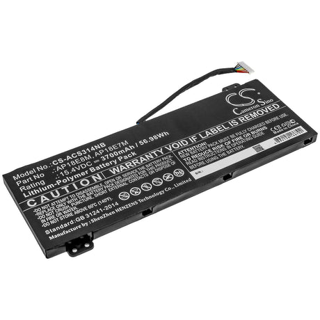 Battery For Acer, Aspire 7 715-74g-52mv, Aspire 7 A715-74, Aspire 7 A715-74g-52bp 15.4v, 3700mah - 56.98wh Notebook, Laptop Cameron Sino Technology Limited   