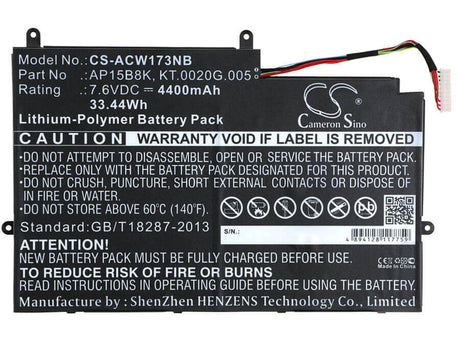Battery For Acer, Aspire Switch 11 Sw5-173, Aspire Switch 11 Sw5-173p 7.6v, 4400mah - 33.44wh Notebook, Laptop Cameron Sino Technology Limited   