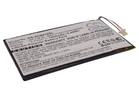 3.7V, Li-Polymer, 1800mAh, Tablet battery fits Acer, Bat-715(1icp5/58/94), B1-a71, Iconia B1-a71, 6.66Wh Tablet Cameron Sino Technology Limited