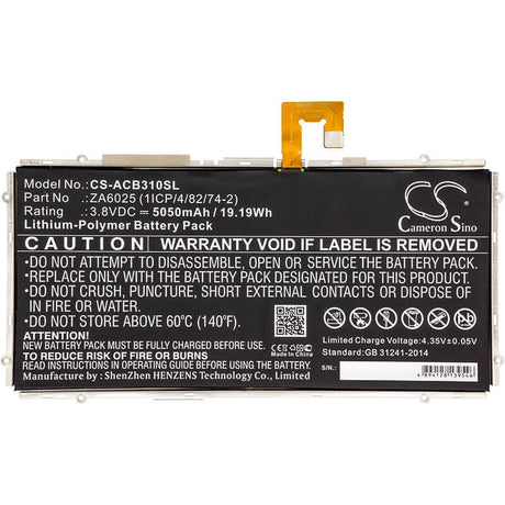 Battery For Acer, B3-a10-k154, B3-a10-k3bf' Iconia One 10 B3-a10 3.8v, 5050mah - 19.19wh Batteries for Electronics Cameron Sino Technology Limited (Suspended)   