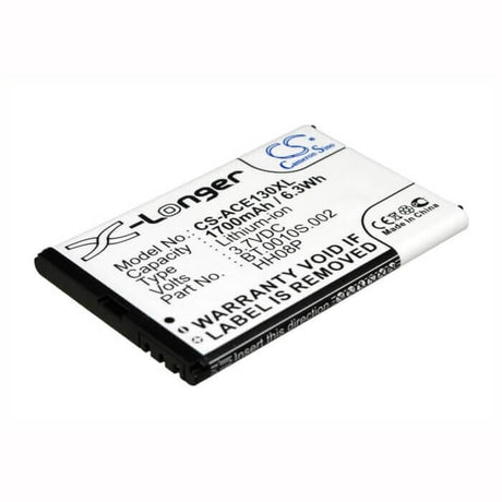 3.7V, Li-ion, 1700mAh, SmartPhone battery fits Acer, Bt.0010s.002, Acer Betouch E130 B, Betouch E130, 6.29Wh Mobile, SmartPhone Cameron Sino Technology Limited (Smartphone)