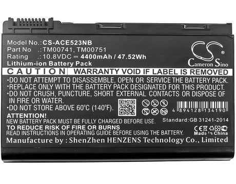 Battery For Acer, Extensa 5120, Extensa 5210, Extensa 5210-300 10.8v, 4400mah - 47.52wh Notebook, Laptop Cameron Sino Technology Limited   