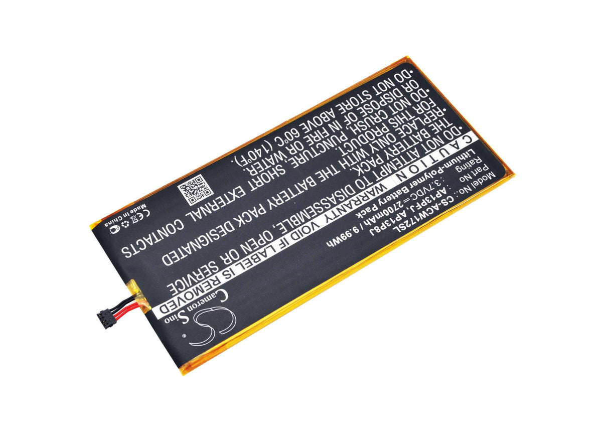 3.7V, Li-Polymer, 2700mAh, Tablet battery fits Acer, Ap13p8j, Iconia B1-720, Iconia B1-720-81111g00nkr, 9.99Wh Tablet Cameron Sino Technology Limited