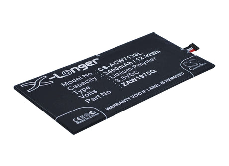 3.8V, Li-Polymer, 3400mAh, Tablet battery fits Acer, Aprilia, A1-713, A1-713hd, 12.92Wh Tablet Cameron Sino Technology Limited