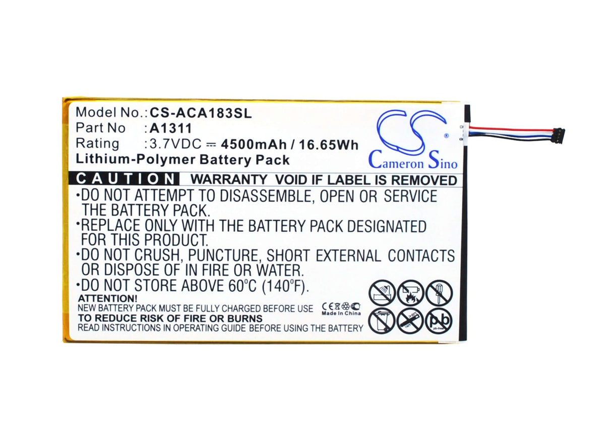 3.7V, Li-Polymer, 4500mAh, Tablet battery fits Acer, A1311, A1-830, A1-830-2csw-l16t, 16.65Wh Tablet Cameron Sino Technology Limited