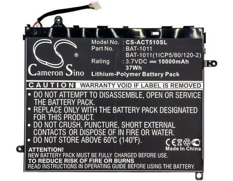 Battery For Acer Iconia Tab A510, Iconia Tab A700, Iconia Tab A710 3.7v, 10000mah - 37.00wh Tablet Cameron Sino Technology Limited (Suspended)   