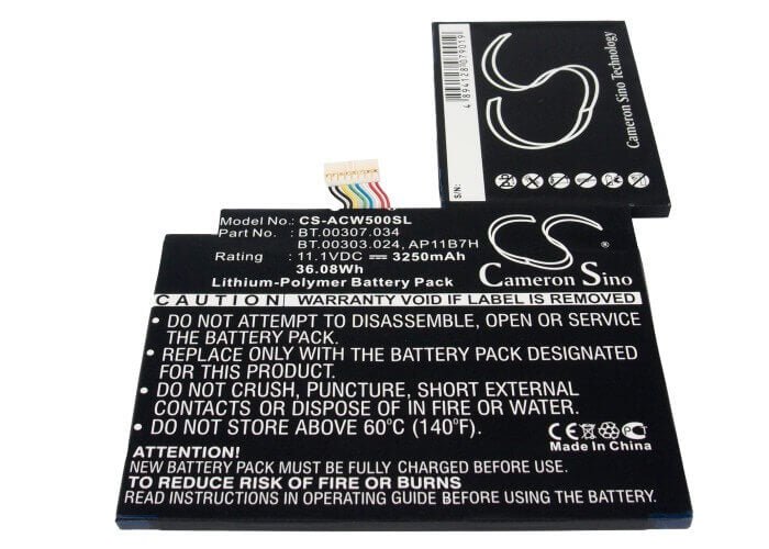 Battery For Acer Iconia Tab W500, Iconia W500p, Iconia Tab W501 11.1v, 3250mah - 36.08wh Tablet Cameron Sino Technology Limited (Suspended)   