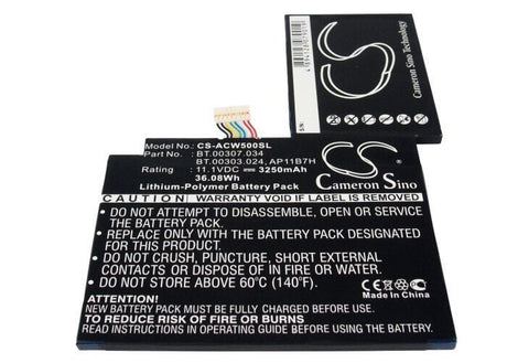 Battery For Acer Iconia Tab W500, Iconia W500p, Iconia Tab W501 11.1v, 3250mah - 36.08wh Tablet Cameron Sino Technology Limited (Suspended)   