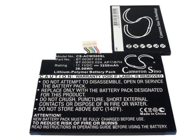 Battery For Acer Iconia Tab W500, Iconia W500p, Iconia Tab W501 11.1v, 3250mah - 36.08wh Tablet Cameron Sino Technology Limited (Suspended)   
