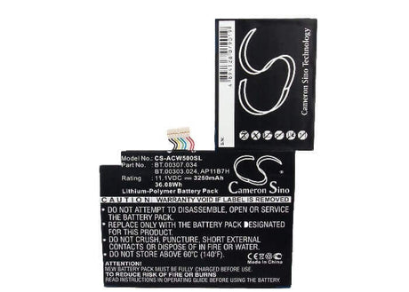 Battery For Acer Iconia Tab W500, Iconia W500p, Iconia Tab W501 11.1v, 3250mah - 36.08wh Tablet Cameron Sino Technology Limited (Suspended)   