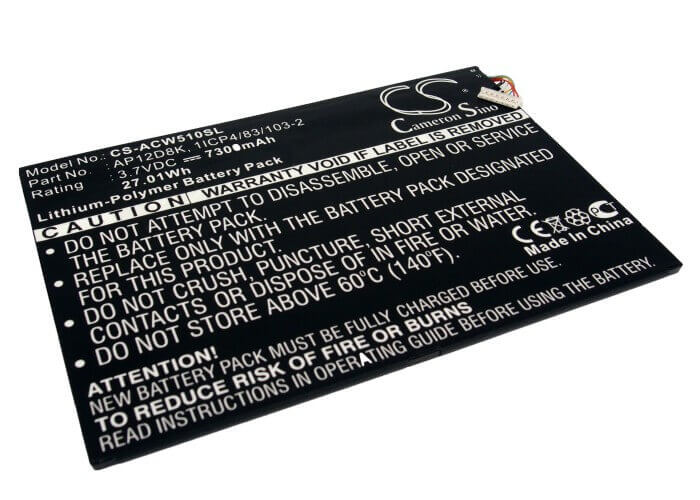 3.7V, Li-Polymer, 7300mAh, Tablet battery fits Acer, 1icp4/83/103-2, Aspire P3-171-3322y2g06as, Aspire P3-1715333y2g12as, 27.01Wh Tablet Cameron Sino Technology Limited