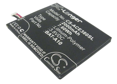 3.8V, Li-Polymer, 2000mAh, SmartPhone battery fits Acer, Bat-a10, E380, Liquid E3, 7.6Wh Mobile, SmartPhone Cameron Sino Technology Limited (Smartphone)