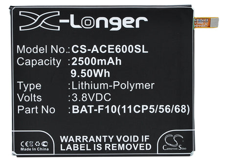 3.8V, Li-Polymer, 2500mAh, SmartPhone battery fits Acer, Bat-f10(11cp5/56/68), Liquid E600, 9.5Wh Mobile, SmartPhone Cameron Sino Technology Limited (Smartphone)