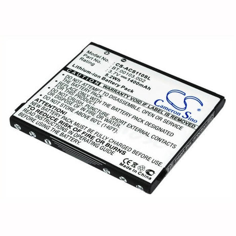 3.7V, Li-ion, 1400mAh, SmartPhone battery fits Acer, 1uf504553-1-t0582, Liquid S110, Neotouch S110, 5.18Wh Mobile, SmartPhone Cameron Sino Technology Limited (Smartphone)