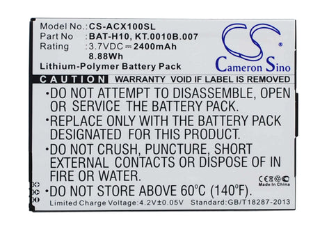 3.7V, Li-Polymer, 2400mAh, SmartPhone battery fits Acer, Bat-h10, Liquid X1, S53, 8.88Wh Mobile, SmartPhone Cameron Sino Technology Limited (Smartphone)