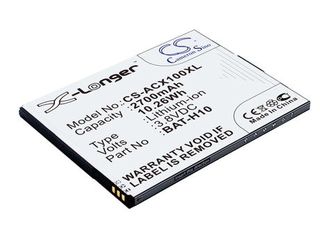3.8V, Li-ion, 2700mAh, SmartPhone battery fits Acer, Bat-h10, Liquid X1, S53, 10.26Wh Mobile, SmartPhone Cameron Sino Technology Limited (Smartphone)