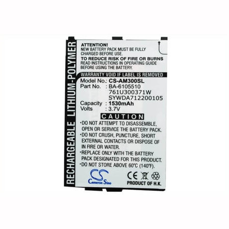 3.7V, Li-Polymer, 1530mAh, PDA battery fits Acer, 761u300371w, M300, 5.66Wh PDA, Pocket PC Cameron Sino Technology Limited