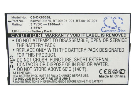 3.7V, Li-ion, 1260mAh, SmartPhone battery fits Acer, 848ws00575, Tempo Dx650, 4.66Wh Mobile, SmartPhone Cameron Sino Technology Limited (Smartphone)