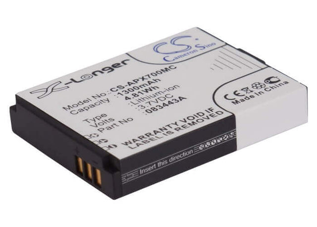 3.7V, Li-ion, 1300mAh, Camera battery fits Actionpro, 083443a, Isaw A1, Isaw A2 Ace, 4.81Wh Camera Cameron Sino Technology Limited (Camera)