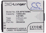 3.7V, Li-ion, 1300mAh, Camera battery fits Actionpro, 083443a, Isaw A1, Isaw A2 Ace, 4.81Wh Camera Cameron Sino Technology Limited (Camera)