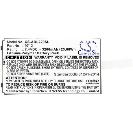 7.4V, Li-Polymer, 3200mAh, Equipment battery fits Additel, 9702, 22XA Multifunction Calibrator, Adt 220 Multifunction Loop Cal, 23.68Wh Equipment, Survey, Test Cameron Sino Technology Limited
