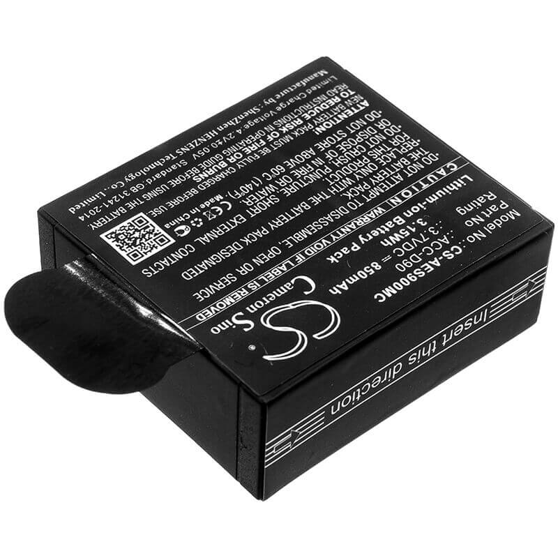 3.7V, Li-ion, 850mAh, Camera battery fits Aee, Acc-d90, D90, Lyfes72, 3.145Wh Camera Cameron Sino Technology Limited (Camera)