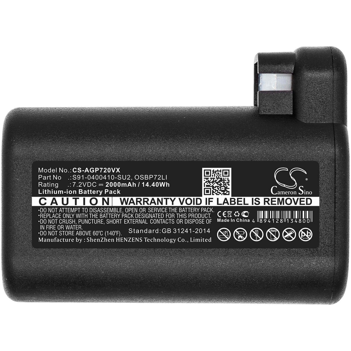 7.2V, Li-ion, 2000mAh, Vacuum battery fits Aeg, Electrolux, 900258195, 900277268, 900277283, 14.40Wh Vacuum Cameron Sino Technology Limited