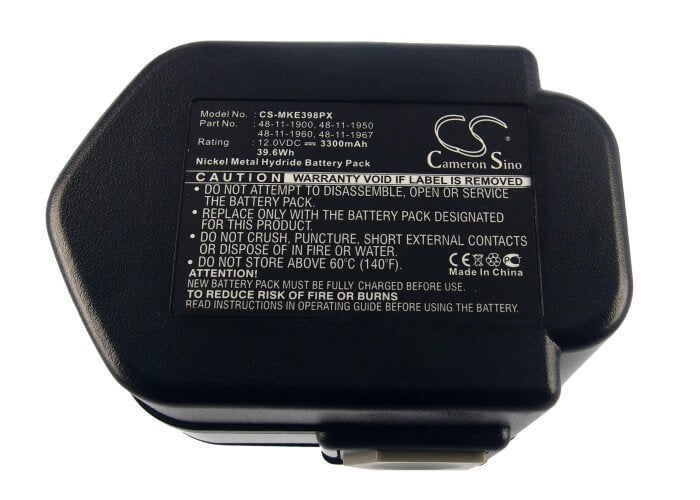 12.0V, Ni-MH, 3300mAh, Power Tools battery fits Atlas Copco, Aeg, Milwaukee, 48-11-1900, B12t, Bdse 12t, 39.6Wh Power Tools Cameron Sino Technology Limited (Power Tools)