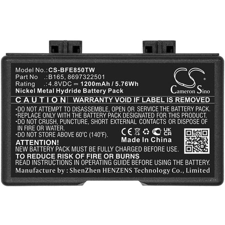 4.8V, Ni-MH, 1200mAh, Two-Way Radio battery fits Aeg, Ascom, Bosch, 8697322501, Teleport 9s/10, 5.76Wh Two-Way Radio Cameron Sino Technology Limited