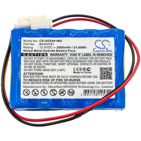 12.0V, Ni-MH, 2000mAh, Medical battery fits Aeonmed, B0402091, Solo, Solo Ventilator, 24.00Wh Medical Cameron Sino Technology Limited (Medical)