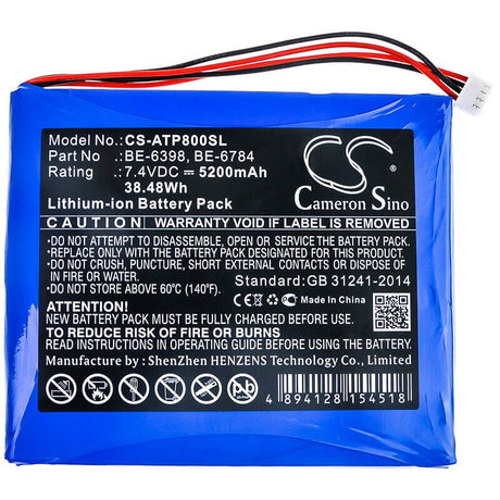 7.4V, Li-ion, 5200mAh, Equipment battery fits Aetep, Be-6398, AT800, At-800, 38.48Wh Equipment, Survey, Test Cameron Sino Technology Limited