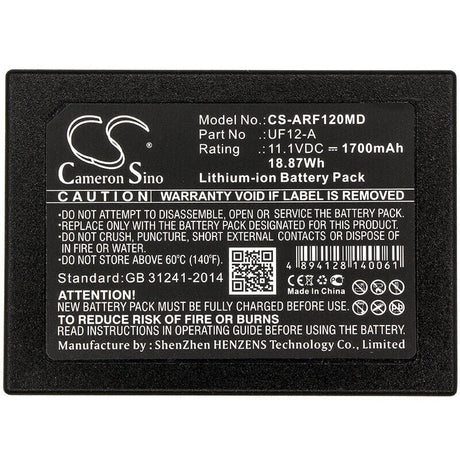 11.1V, Li-ion, 1700mAh, Medical battery fits Ahram Biosystems, P2010, Palm Pcr G1-12, Uf12-a, 18.87Wh Medical Cameron Sino Technology Limited (Medical)