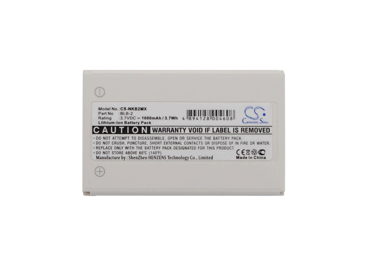 3.7V, Li-ion, 1000mAh, Camera battery fits Aiptek. Bell & Howell. Fortuna. G-shot. Mitsuba. Mustek. Nokia. Svp. Technaxx, Blb-2, Mpvr Digital Media, 3.7Wh Camera Cameron Sino Technology Limited (Camera)
