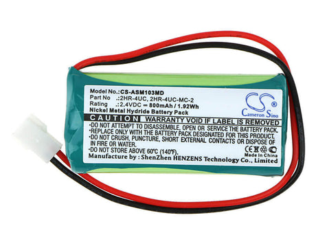 2.4V, Ni-MH, 800mAh, Medical battery fits Drager, Bilirubinometer, Minolta, Air Shields-vickers, 2hr-4uc, Jm103 Jaundice Meter, 1.92Wh Medical Cameron Sino Technology Limited (Medical)