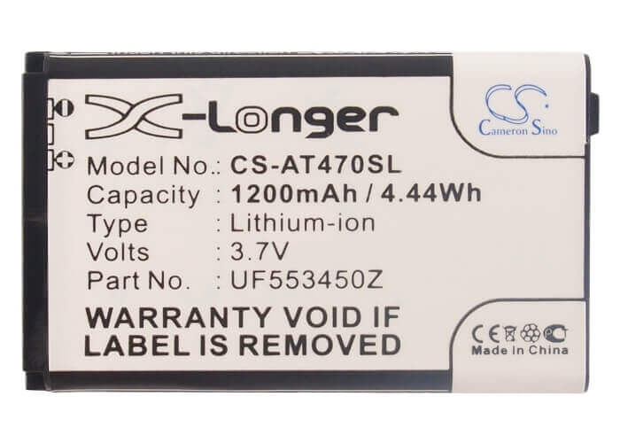 3.7V, Li-ion, 1200mAh, PDA battery fits Airis, Uf553450z, T470, T470e, 4.44Wh PDA, Pocket PC Cameron Sino Technology Limited