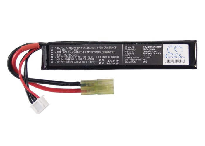 11.1V, Li-Polymer, 850mAh, Airsoft Guns battery fits Airsoft Guns, Lp850s3c013, Cs-lp850c16mt, 9.435Wh Airsoft Guns Cameron Sino Technology Limited