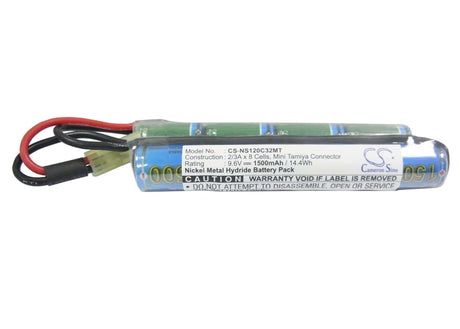 Battery For Airsoft Guns, G36c, M4a1-ris, M4a1, Car15, Mp5a5, Mc51, Fnp90, Augrt,augm, G3a4, G36, Steyr 9.6v, 1500mah - 14.40wh Airsoft Guns Cameron Sino Technology Limited   