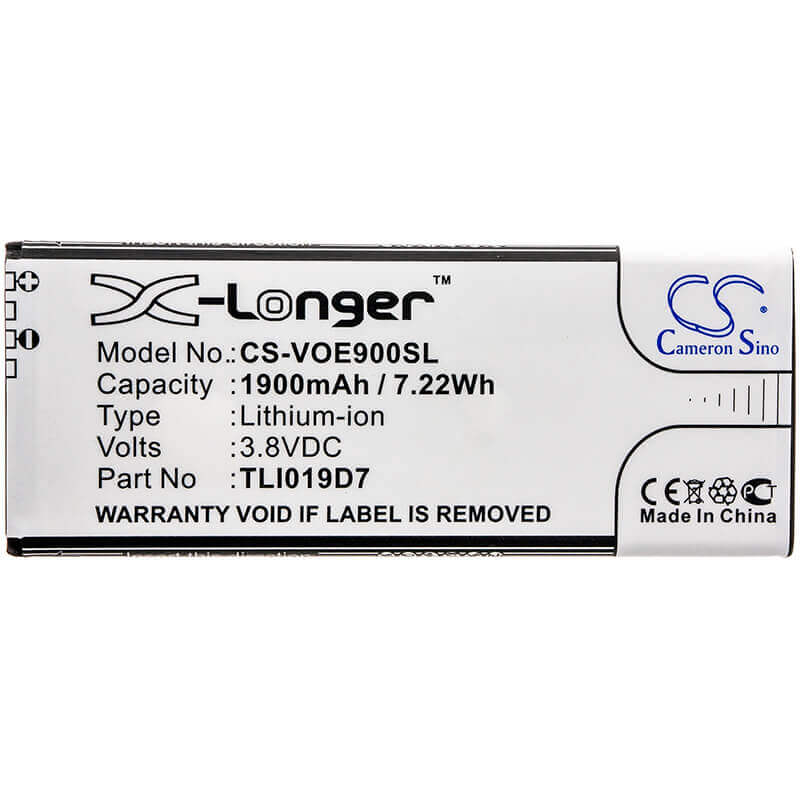 3.8V, Li-ion, 1900mAh, SmartPhone battery fits Telstra, Alcatel, Vodafone, Tcl, Tli019d7, 1 Dual Sim, 7.22Wh Mobile, SmartPhone Cameron Sino Technology Limited (Smartphone)