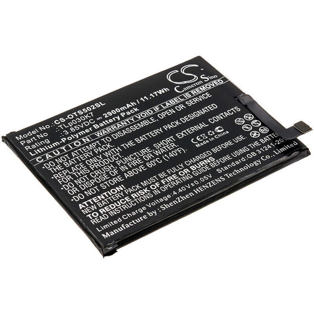 3.85V, Li-Polymer, 2900mAh, SmartPhone battery fits Alcatel, Tlp030k7, 1s, Ot-5024d, 11.17Wh Mobile, SmartPhone Cameron Sino Technology Limited (Smartphone)