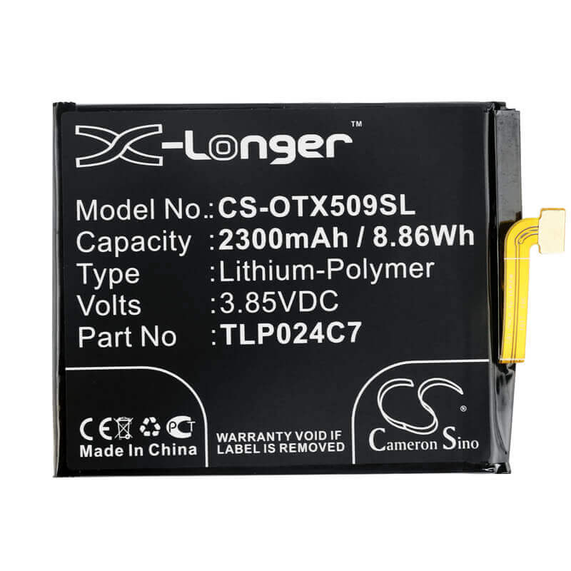 3,85V, Li-Polymer, 2300mAh, batterie de smartphone convient à Alcatel, Tlp024c7, 1x, 1x Dual Sim, 8,86Wh Mobile, Smartphone Cameron Sino Technology Limited (Smartphone)
