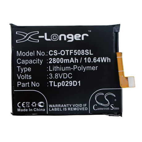 3.8V, Li-Polymer, 2800mAh, SmartPhone battery fits Alcatel, Vodafone, Tlp029d1, 3, 3l, 10.64Wh Mobile, SmartPhone Cameron Sino Technology Limited (Smartphone)