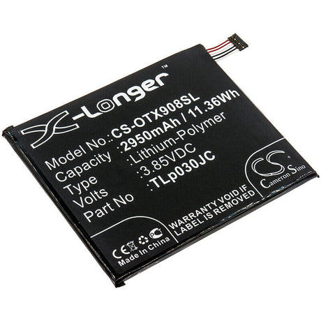3.85V, Li-Polymer, 2950mAh, SmartPhone battery fits Alcatel, Cac3000034cc, 3c, 3c Dual Sim, 11.36Wh Mobile, SmartPhone Cameron Sino Technology Limited (Smartphone)
