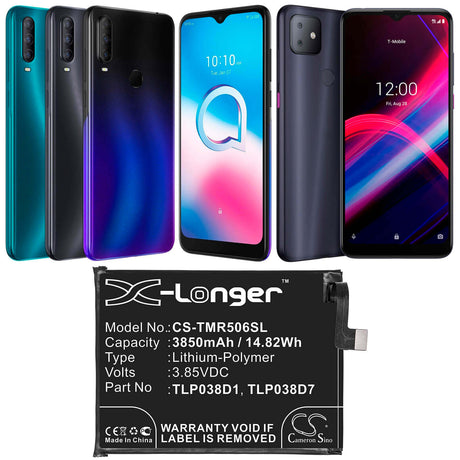 3.85V, Li-Polymer, 3850mAh, SmartPhone battery fits Tcl, Verizon, Alcatel, T-mobile, Tlp038d1, 3l 2020, 5028d, 14.82Wh Mobile, SmartPhone Cameron Sino Technology Limited (Smartphone)