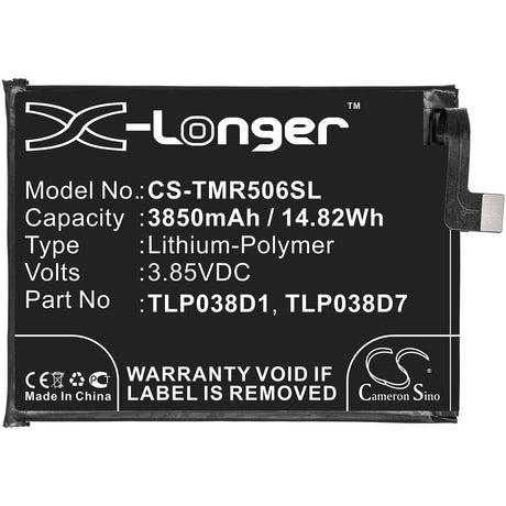 3.85V, Li-Polymer, 3850mAh, SmartPhone battery fits Tcl, Verizon, Alcatel, T-mobile, Tlp038d1, 3l 2020, 5028d, 14.82Wh Mobile, SmartPhone Cameron Sino Technology Limited (Smartphone)