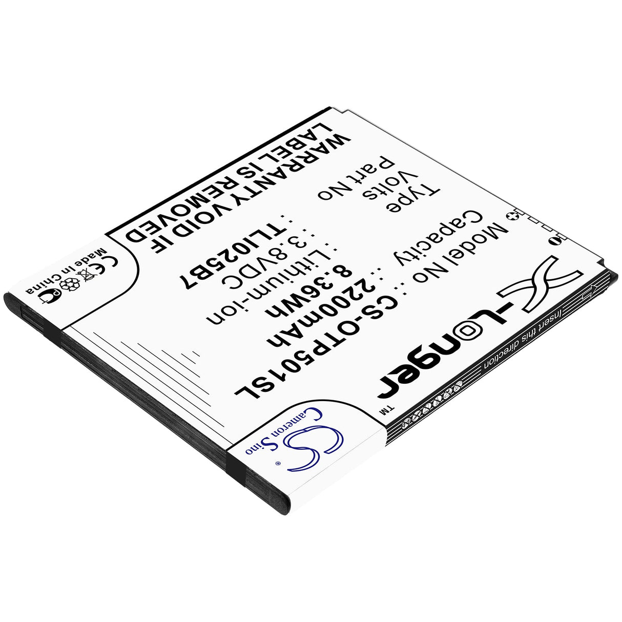 3.8V, Li-ion, 2200mAh, batterie de smartphone compatible avec Alcatel, Tli025b7, 5011a, A3 Plus, 8.36Wh Mobile, Smartphone Cameron Sino Technology Limited (Smartphone)
