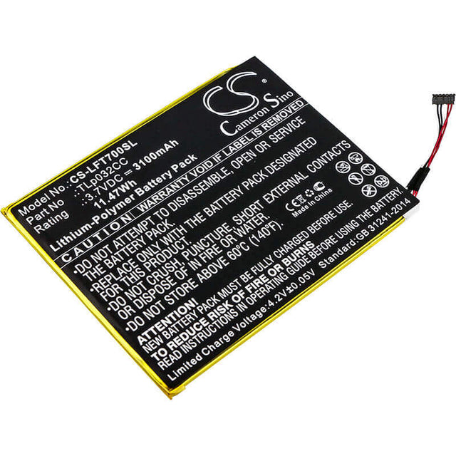 3.7V, Li-Polymer, 3100mAh, Tablet battery fits Alcatel, Tlp032cc, 9005x, One Touch Pixi 3 8.0, 11.47Wh Tablet Cameron Sino Technology Limited