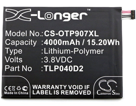3.8V, Li-Polymer, 4000mAh, SmartPhone battery fits Alcatel, Tlp040d2, 9007t, One Touch Pixi 3 7, 15.2Wh Mobile, SmartPhone Cameron Sino Technology Limited (Smartphone)