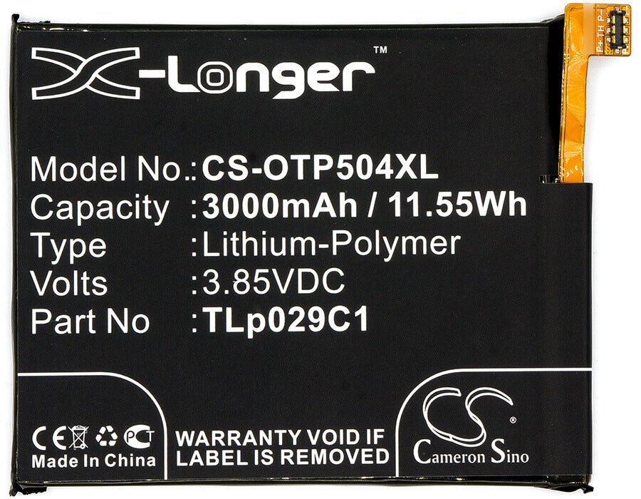 3.85V, Li-Polymer, 3000mAh, SmartPhone battery fits T-mobile, Lively, Metropcs, Greatcall, Alcatel, Tlp029c1, 5049s, 5049w, 11.55Wh Mobile, SmartPhone Cameron Sino Technology Limited (Smartphone)