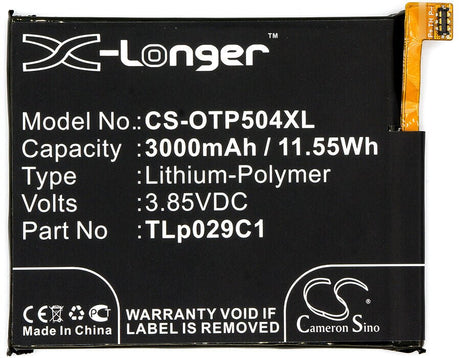 3.85V, Li-Polymer, 3000mAh, SmartPhone battery fits T-mobile, Lively, Metropcs, Greatcall, Alcatel, Tlp029c1, 5049s, 5049w, 11.55Wh Mobile, SmartPhone Cameron Sino Technology Limited (Smartphone)